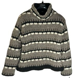 Women’s Wool Sweater‎ Chunky Knit Size Small Fleece Lined Cozy Mock Turtleneck